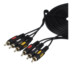 Кабель GoPower 3xRCA (m)-3xRCA (m) 5.0м ПВХ черный Premium Zip-Lock c подвесом (1/50)