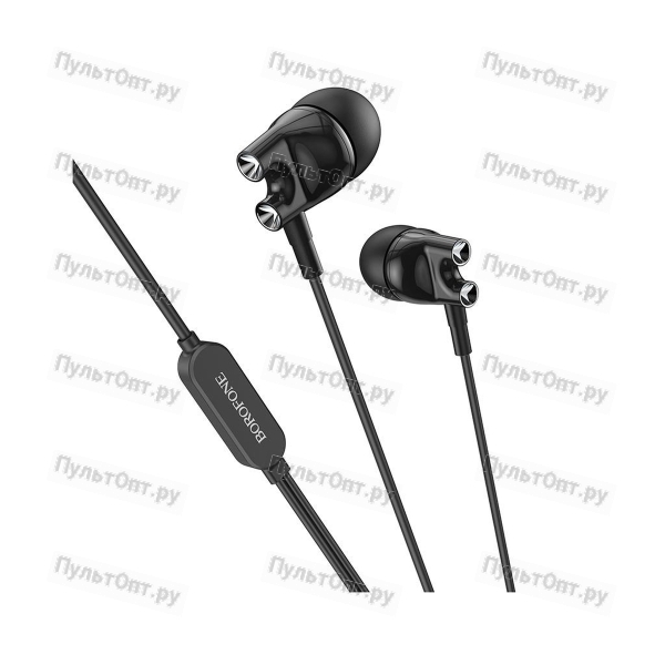 Наушники внутриканальные Borofone BM72 Majestic, пластик, микрофон, кнопка ответа, 1.2 м, цвет: чёрн
