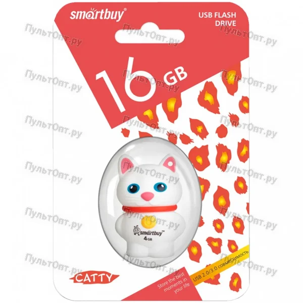 USB 16GB Smartbuy Wild series Котёнок белый