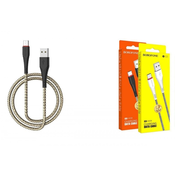 Кабель USB - Type-C Borofone BX25 Powerful, 1 м, круглый, 3A, нейлон (чёрный)
