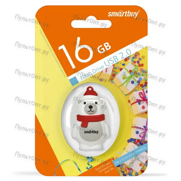 USB 16GB Smartbuy Wild series Белый Медведь белый