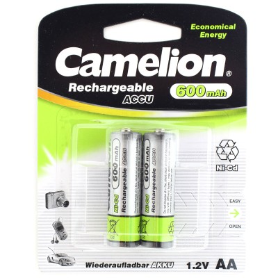 Аккумулятор бытовой Camelion R6 AA BL2 NI-CD 600mAh (2/24/480)