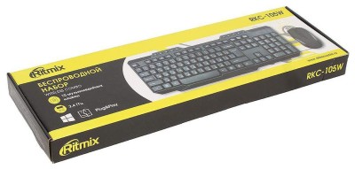 Клавиатура + Мышь Ritmix RKC-105W, беспроводной, черный, USB (1/20)