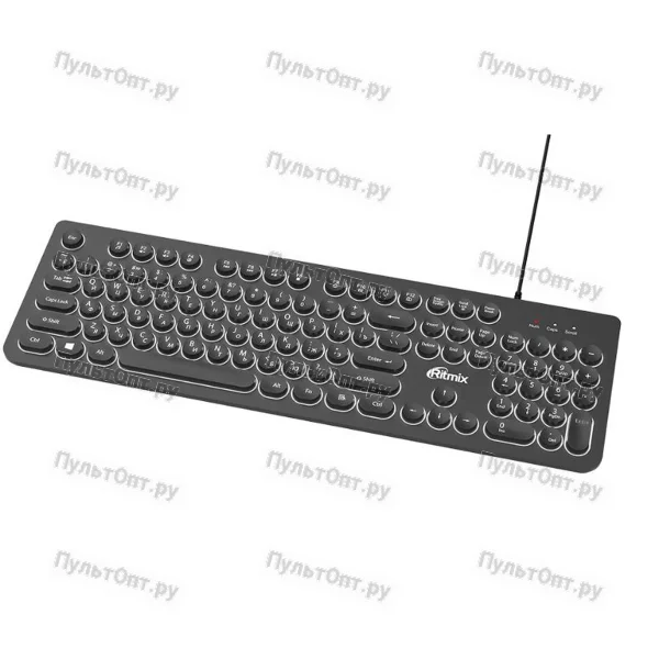 Клавиатура Ritmix RKB-214BL black, декоративная подсветка, USB