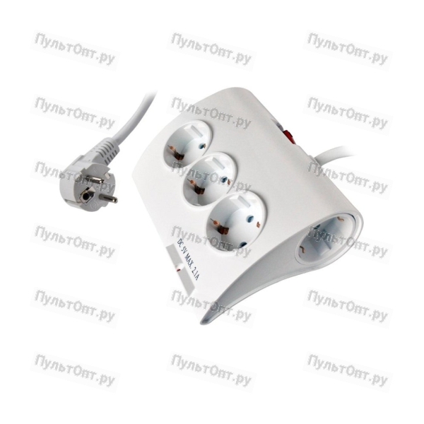 Удлинитель Старт S 5р.С/З 16A с выкл. IP20 2USB 1.5м белый (1/20)
