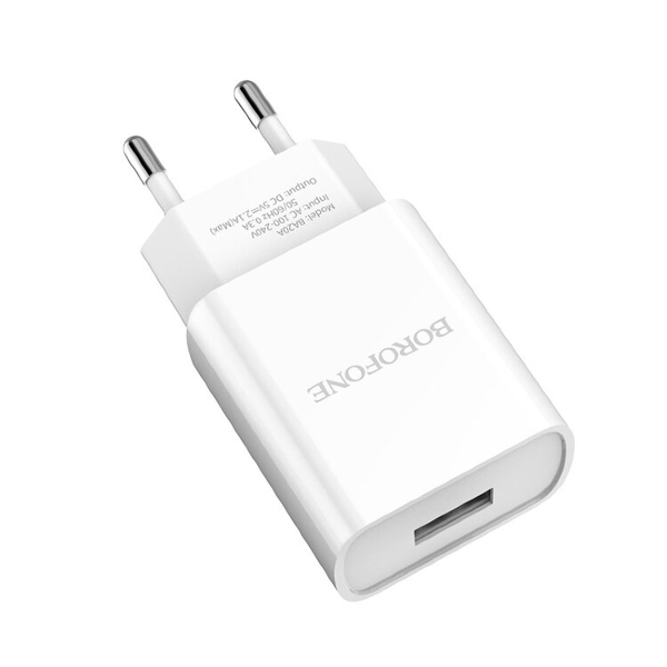 Сетевое З/У Borofone BA20A 1USB 2.1A белый (1/65/260)