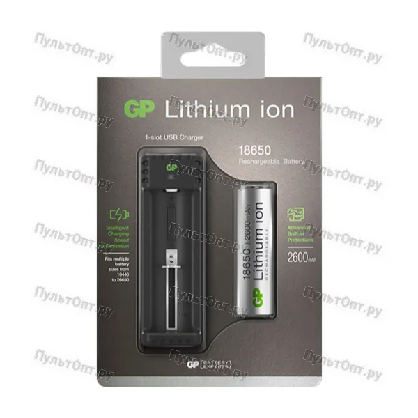 З/У для аккум. GP L111 Li-ion 1 слот + 1x18650 2600mAh