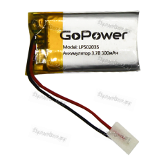 Аккумулятор Li-Pol GoPower LP502035 PK1 3.7V 300mAh с/з (1/10/250)