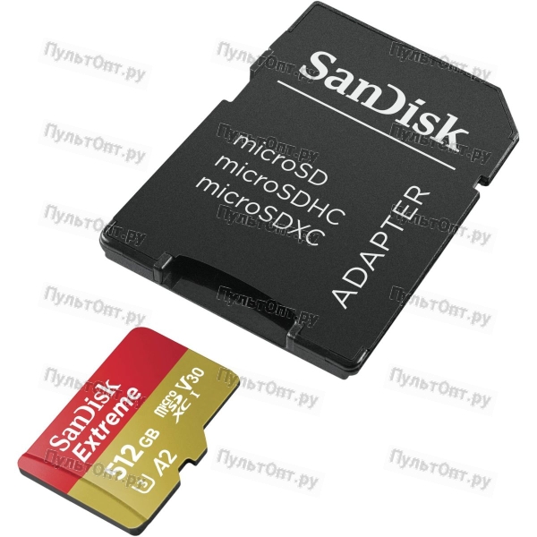 MicroSDXC 512GB Sandisk Rescue Pro Deluxe A2 V30 UHS-I U6 (160 Mb/s)+SD адаптер