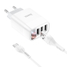 Блок питания сетевой 3 USB Hoco C93A, Easy, 3400mA, кабель Type-C, цвет: белый (1/12/120)