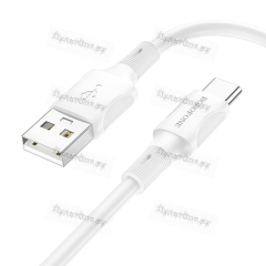 Кабель USB - Type-C Borofone BX80, 1.0м, круглый, 2.4A, силикон, цвет: белый (1/33/330)