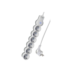 Удлинитель Космос 6р.С/З 10A 3.0м с выкл. ПВС 3х0.75мм? IP20 белый (1/30)