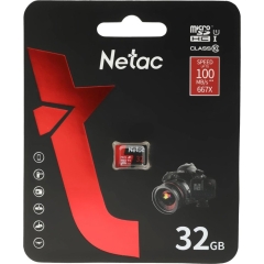 MicroSD 32GB Netac P500 Extreme Pro Class 10 UHS-I A1 V10 (100 Mb/s) без адаптера