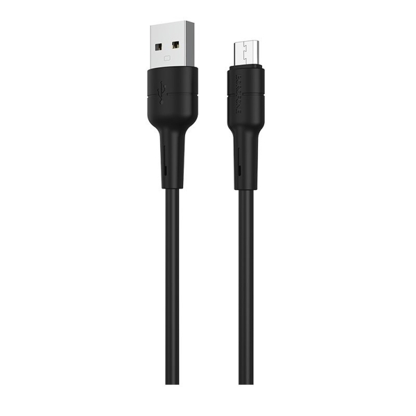 Кабель USB - micro USB Borofone BX30 Silicone, 1 м, круглый, 2.4A, силикон (чёрный)