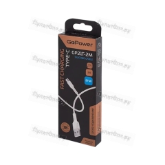 Кабель GoPower GP21T-2M USB (m)-Type-C (m) 2м 3.0A 27W силикон белый (1/200/800)