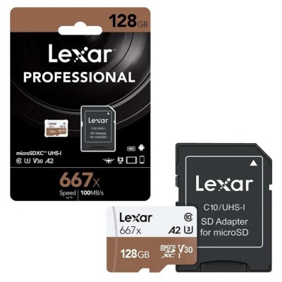 MicroSD 128GB Lexar Class 10 U3 A1 V30 667х + SD адаптер