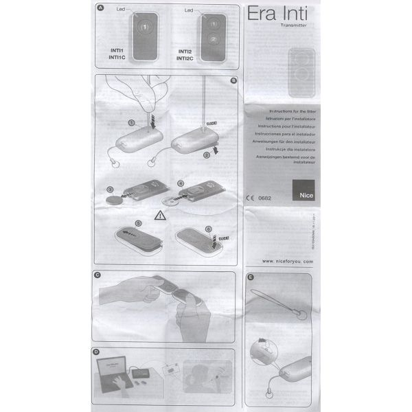 Пульт Nice INTI2 черный для шлагбаума и ворот