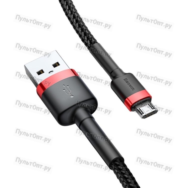 Кабель USB - микро USB Baseus Cafule, 3.0м, круглый, 2.0A, нейлон, цвет: красный, чёрная вставка(1/1