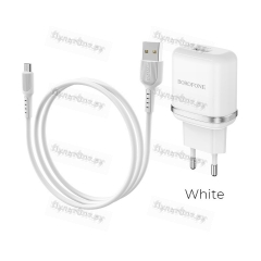 Сетевое З/У Borofone BA36A 1USB 3.0A 18W QC3.0 с кабелем microUSB белый (1/60/240)