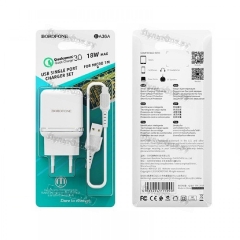 Сетевое З/У Borofone BA36A 1USB 3.0A 18W QC3.0 с кабелем microUSB белый (1/60/240)