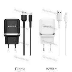 Сетевое З/У Borofone BA36A 1USB 3.0A 18W QC3.0 с кабелем microUSB белый (1/60/240)