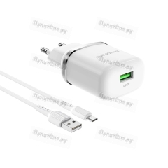 Сетевое З/У Borofone BA36A 1USB 3.0A 18W QC3.0 с кабелем microUSB белый (1/60/240)