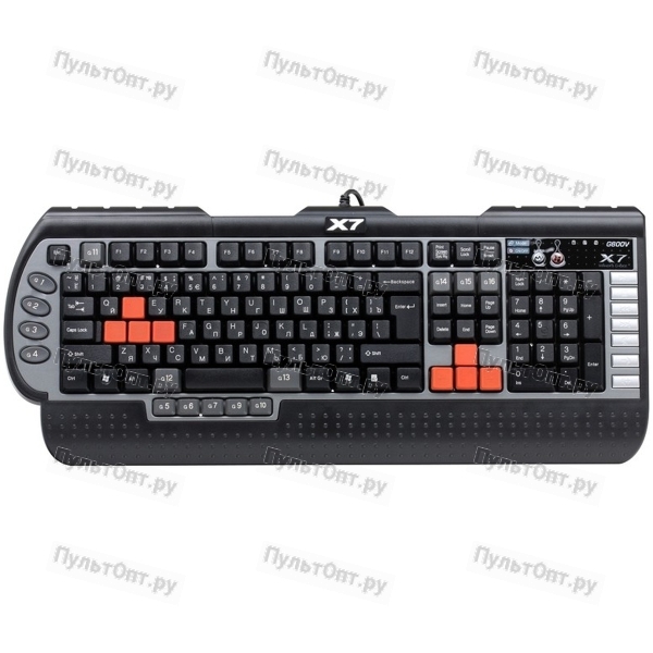 Клавиатура A4 X7-G800MU черный/серый PS/2+USB Multimedia Gamer (подставка для запястий)