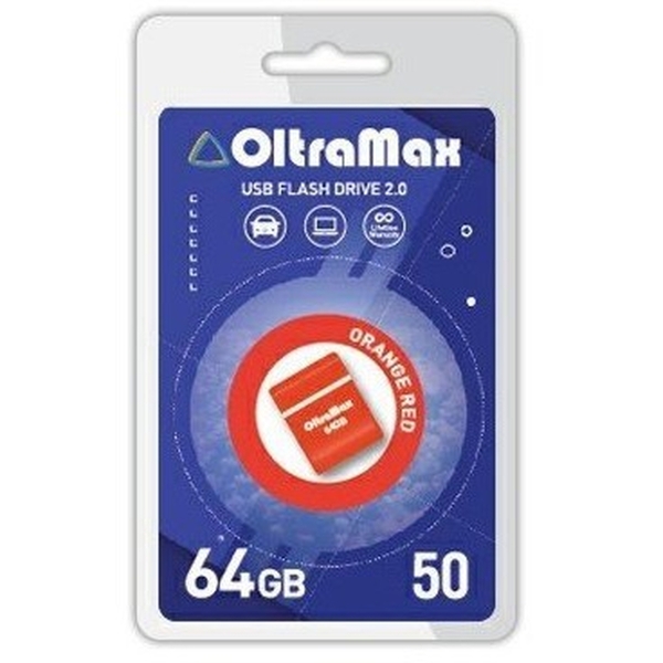 USB 64GB OltraMax 50 оранжевый/красный