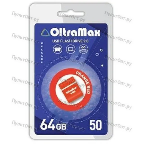 USB 64GB OltraMax 50 оранжевый/красный