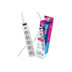 Сетевой фильтр Космос 5р.С/З 10A 1.8м 2USB ПВС 3x0.75мм? белый (1/20)