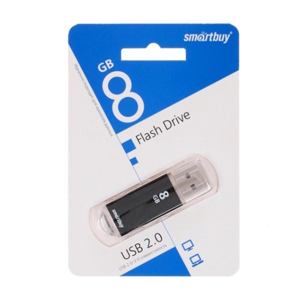 Флеш-накопитель Smartbuy Clue 8GB USB2.0 пластик черный