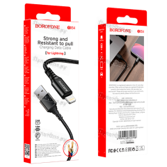 Кабель Borofone BX54 USB (m)-Lightning (m) 1м 2.4A нейлон черный (1/360)