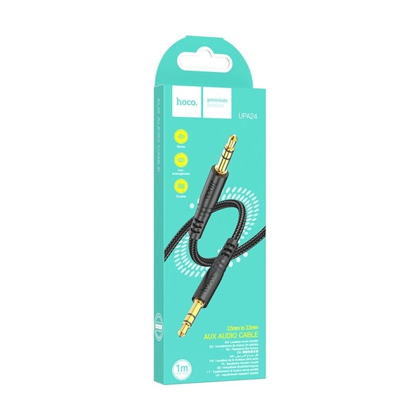 Кабель AUX Hoco UPA24 Jack 3.5mm (m)-Jack 3.5mm (m) 1.0м нейлон черный (1/420)