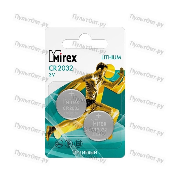 Эл. пит. Mirex CR2032 3V 2 шт (2/40/480), ecopack