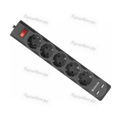 Сетевой фильтр Defender DFS 753 5р.С/З 10A 3.0м 2USB 220 Дж черный (1/30)