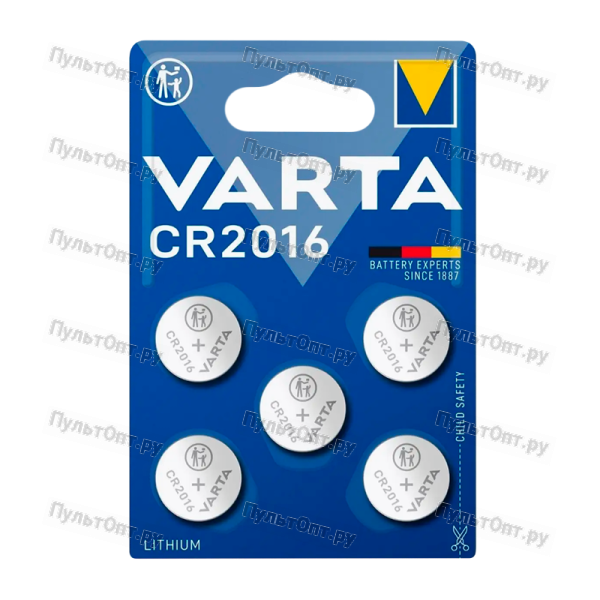 Батарейка Varta ELECTRONICS CR2016 BL5 Lithium 3V (6016) (5/50/500)