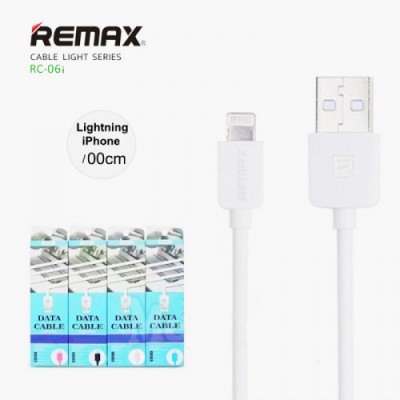 USB кабель Remax Light (IPhone 5/6/7/SE) (1M, 1A) RC-06I Белый (40/400)