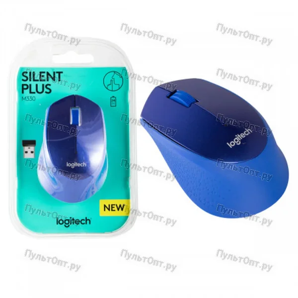Мышь Logitech M330 Silent Plus синий оптическая (1000dpi) беспроводная USB (2but)