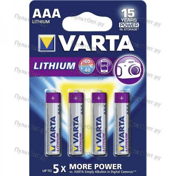 Эл. пит. AAA (Li-FeS2) BL04 Varta Ultra Lithium (6103) (40)