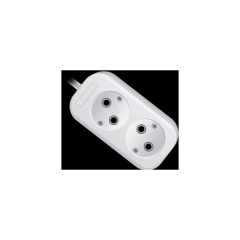 Удлинитель Defender B220 2 гнезда, 5 метров, 10А/2200Вт, без заземления, ПВС 2х1,0мм, белый (1/40)