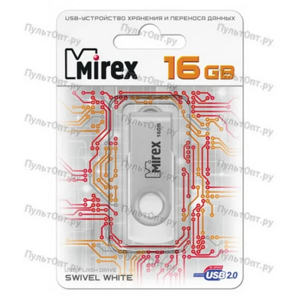 USB 16GB Mirex SWIVEL белый (ecopack)