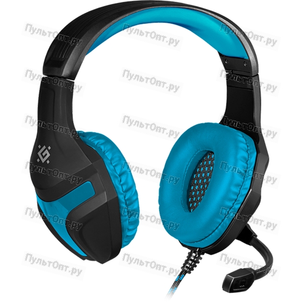 Наушники полноразмерные Defender Scrapper 500 с микрофоном игровые черный синий (1/16)