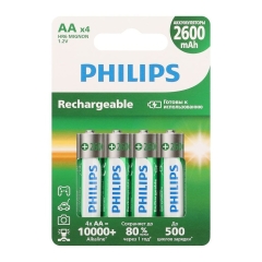 Аккумулятор Philips NiMH (никель-металлгидридные) R6B4RTU260/51 АА 1,2v HR6 4BL 2600mAh (4/48/192/13