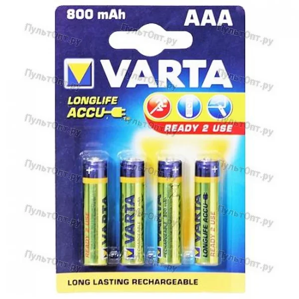 Аккумулятор AAA NI-MH BL4 Varta R2U 800mAh (40)