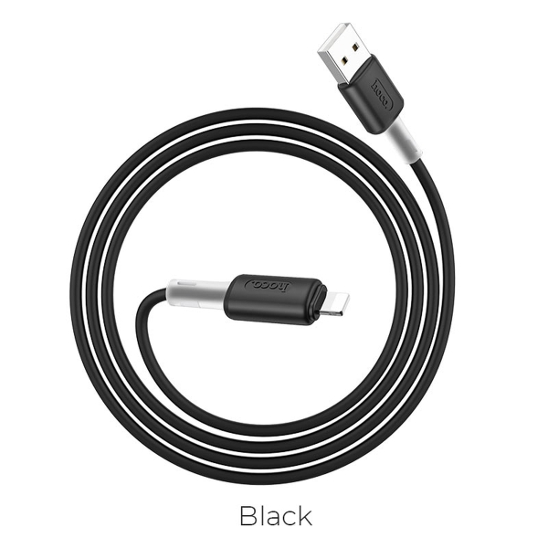 Кабель USB - Apple 8 pin Hoco X48, 1.0м, круглый, 3.0A, силикон, чёрный