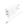 Сетевое З/У Hoco C103A 2USB Type-C (m) 2.1A белый (1/13/130)