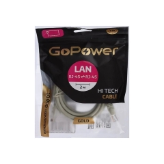 Патч-корд GoPower RJ-45 (m)-RJ-45 (m) 2.0м кат.5е ПВХ 26AWG CCA серый Premium Zip-Lock c подвесом
