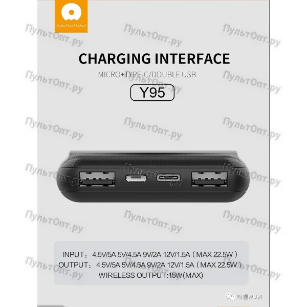 Внешний аккумулятор WUW Y95 10000mAh (черный)
