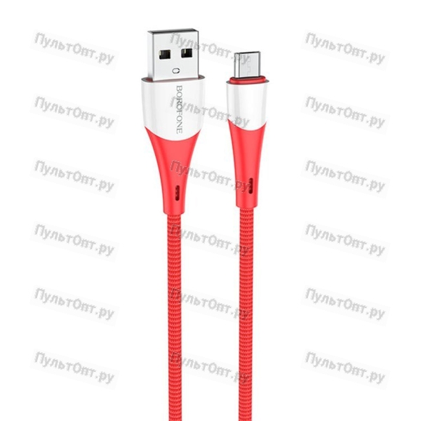 Кабель USB - микро USB Borofone BX60 Superior, 1.0м, круглый, 2.4A, нейлон, пластик, цвет: красный(1