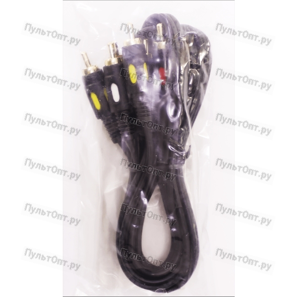 Шнур 3*RCA (тюльпан) штекера - 3*RCA (тюльпан) штекера 1.5м (пластик-золото) D3x4мм